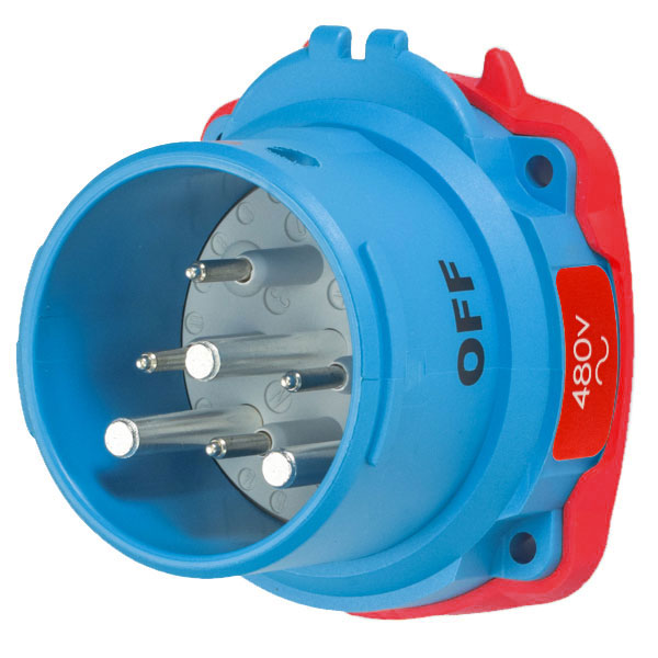 63-68042-974 - DSN60 INLET POLY BLUE SIZE 3 TYPE 4X IP 69 2P+G 60A 480 VAC 60 Hz +4 AUX